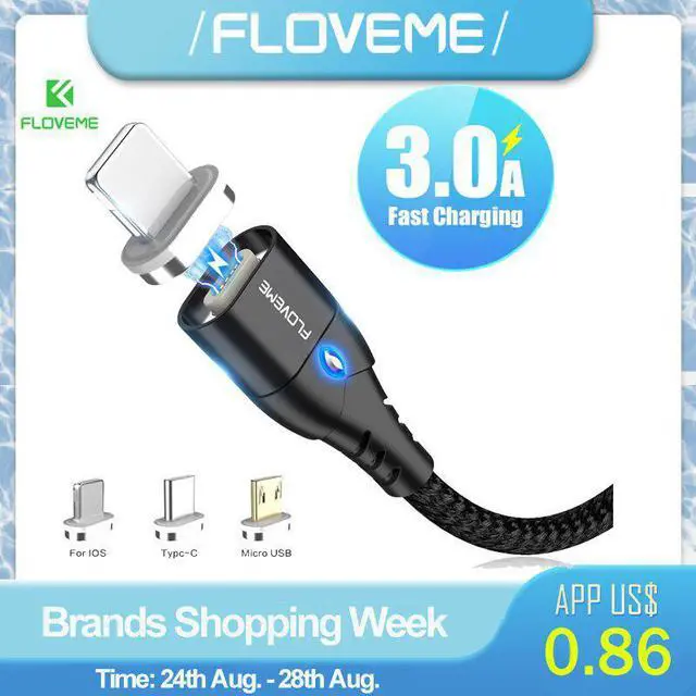 Main image of Magnetic Cable Micro USB Type C For iPhone Lighting Cable 1M 3A Fast Charging Wire Type-C Magnet Charger Phone Cable