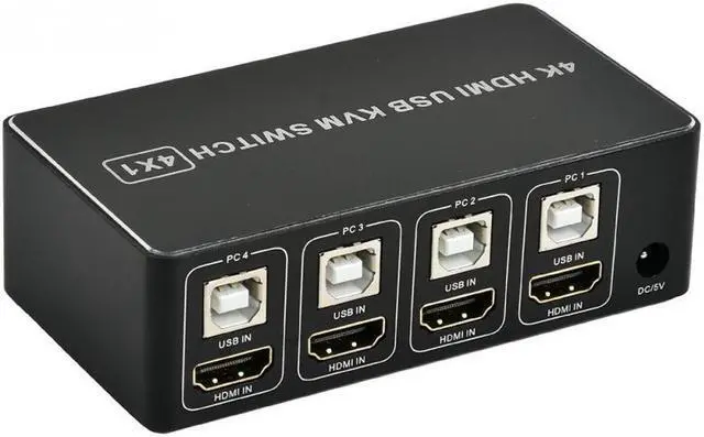 Alt view image 3 of 5 - 4K Ultra HD KVM Switch Shares Stable USB  Mouse Keyboard Hub 4 Ports Without Shutting Down System Anti-oxidation Plug & Play