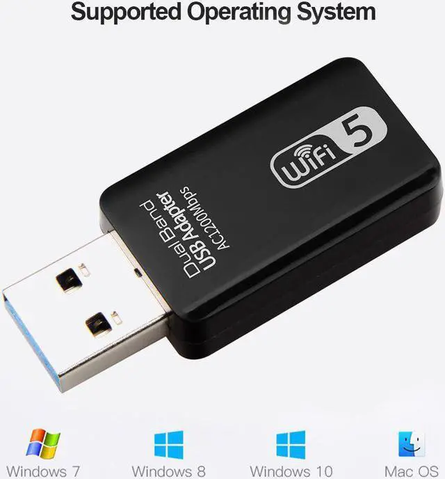 Alt view image 5 of 5 - USB Wifi Wireless Network Card 2.4G/5G Dual-Band 1200Mbps wifi Receiver Adapter Dongle for Desktop Laptop