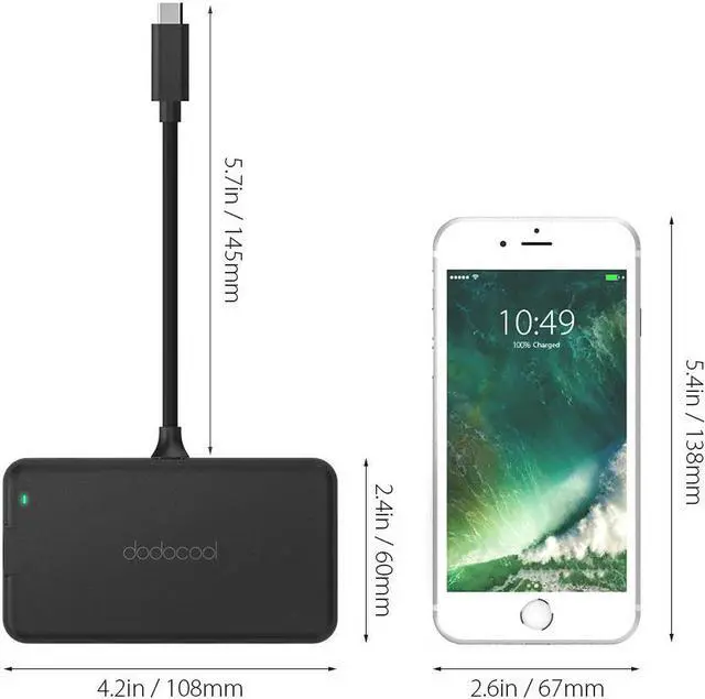 Alt view image 2 of 5 - 8-in-1 Multifunction USB-C Hub with Type-C PD 4K Video HD Gigat Ethernet Adapter SD/TF Card Reader USB3.0 Type C HUB