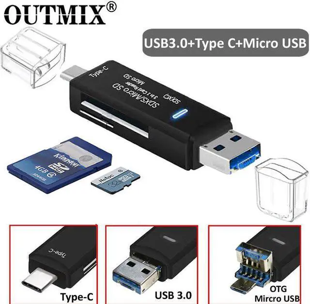 Main image of 3.0 Hub  Card Reader Micro  Type C Card Reader Lector  Memory Card Reader For Micro  TF  Type-C OTG Card Readers