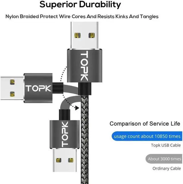 Alt view image 5 of 5 - AM17 2M LED Magnetic USB Cable for iPhone Xs Max Micro USB Type C Cable  Braided Phone Cable Magnet Charging Wire