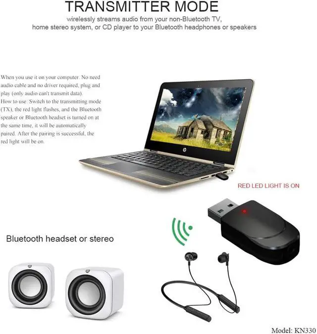 Alt view image 5 of 5 - Bluetooth 5.0 Receiver Transmitter 3 In 1 Mini Stereo AUX RCA 3.5mm Jack USB Audio Wireless Adapter For TV PC Car Headphones
