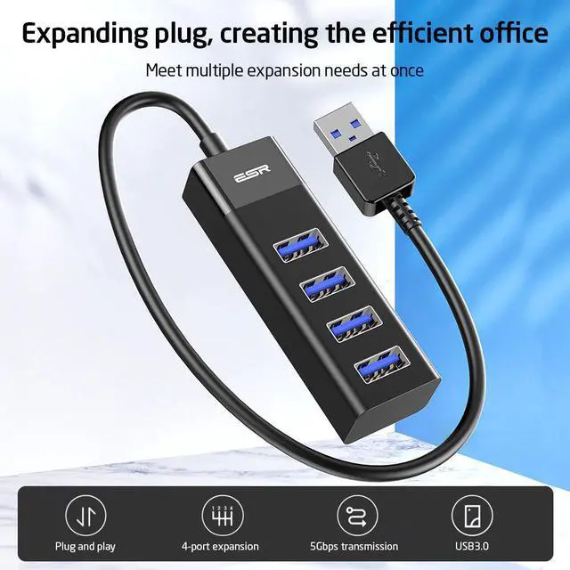 Alt view image 2 of 5 - 4 Ports USB HUB Multi USB Splitter Cable Adapter USB 3.0 Hub High Speed Fast Transfer Splitter 4 in 1 for PC MacBook Laptop