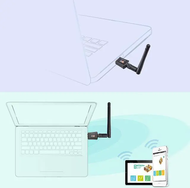 Alt view image 5 of 5 - 600Mbps 2.4GHZ/5GHz Dual Band WiFi Adapter Wireless USB Networking Lan Card PC with External Antenna 802.11AC