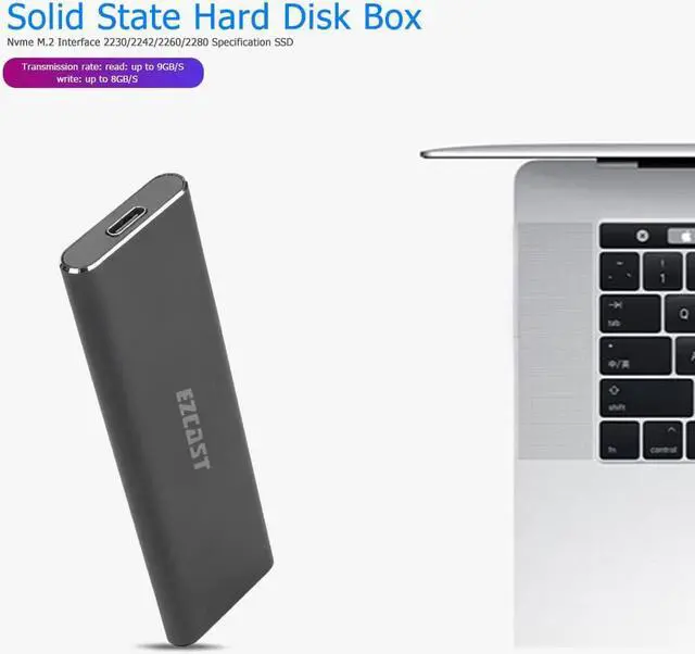 Alt view image 5 of 5 - Hard Disk Box M2 SSD Case NVME PCIe Enclosure M.2 to USB Type C 3.1 GEN2 M Key Adapter support for Windows /for Mac OS