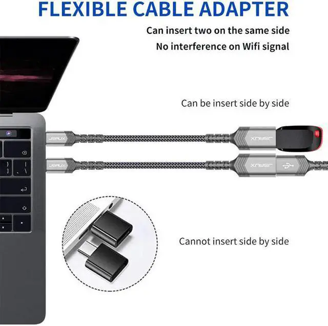 Alt view image 3 of 5 - OTG Type C Cable USB C Male to USB 3.0 A Female Cable USB C to USB Adapter for MacBook Pro  S9  P30 P20 Lite