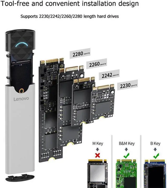 Alt view image 3 of 5 - M2 SSD Case USB 3.1 to M.2 NGFF SSD Mobile Hard Drive Disk Box 6Gbps External Enclosure Case m2 SATA SSD 2242 2260 2280