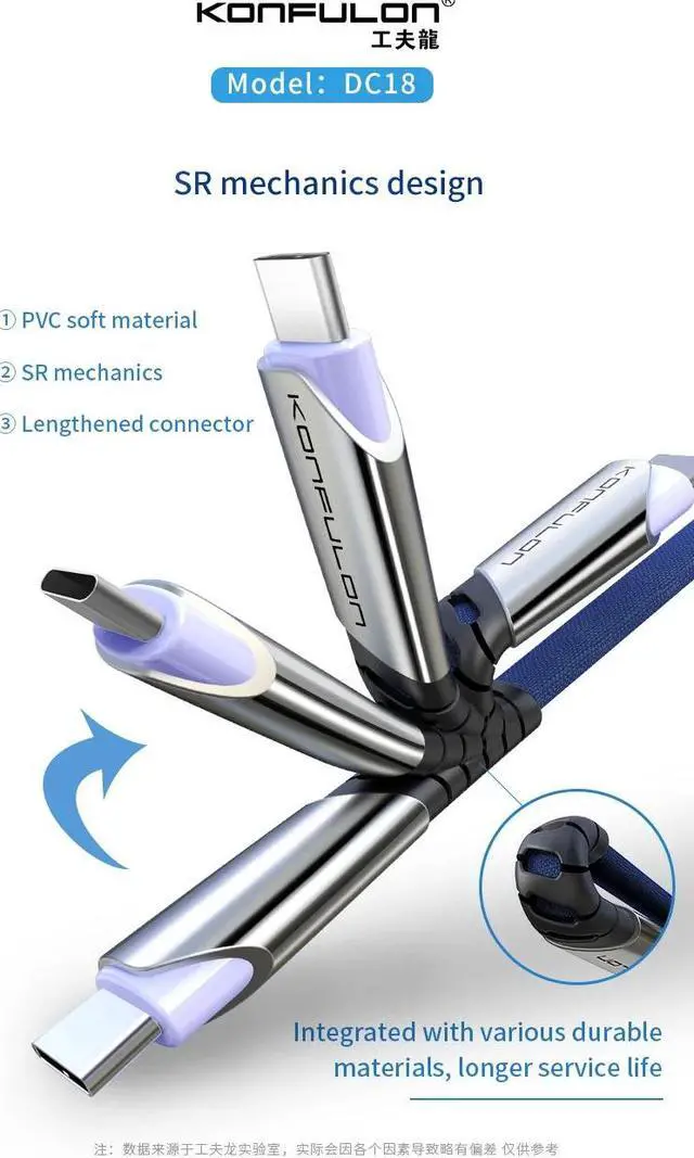Alt view image 2 of 5 - Type C cableDropshipping USB Type C Cable 5A Fast Charging USB C  Cord Usb C Cable For Mole Phone Type C  Cable DC18