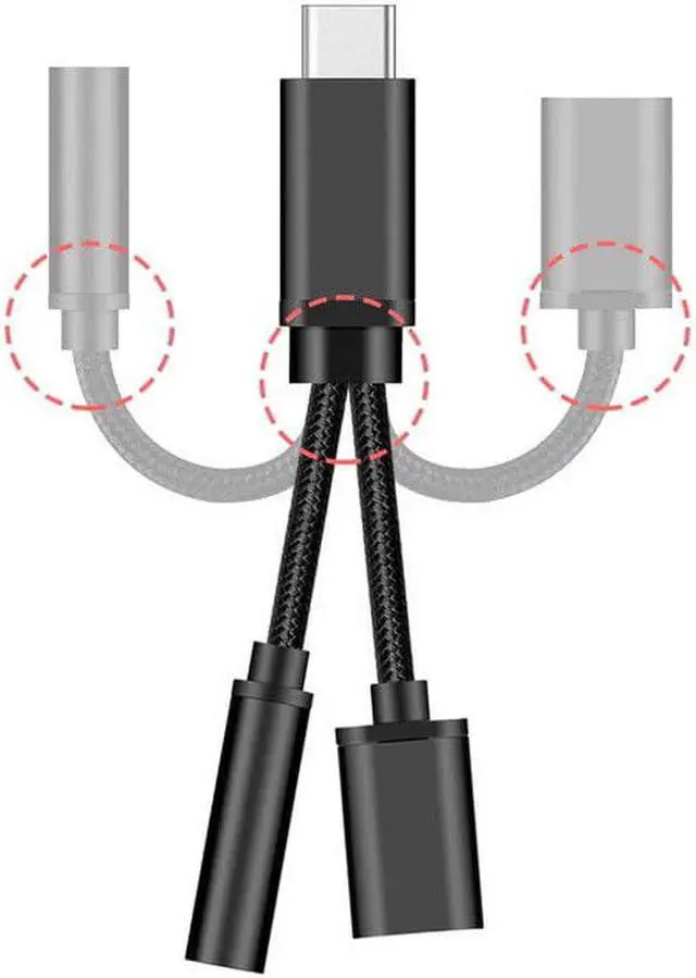 Alt view image 5 of 5 - 2 In1 Type-C Convertor USB Type C Charging Cable 3.5mm Audio Earphone Headphone Adapter For Type-C Phone