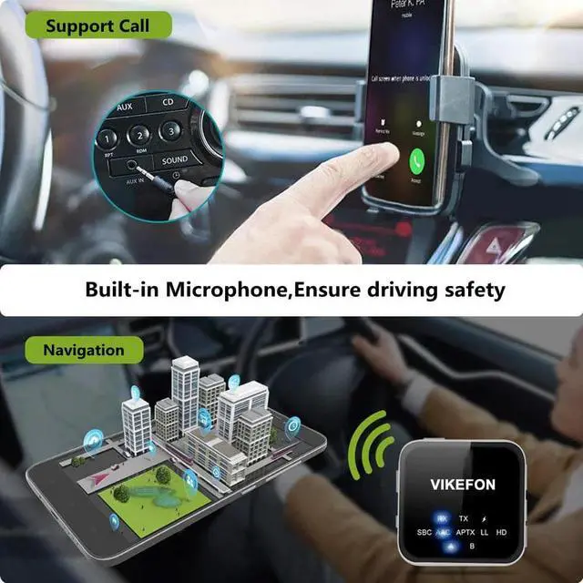 Alt view image 5 of 5 - 5.0 Receiver and Transmitter Aptx HD LL Handsfree Call 3.5 AUX RCA Wireless Audio Adapter For Car TV Speaker Headphone