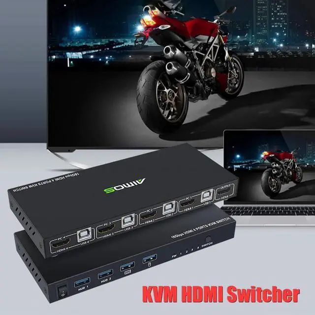 Alt view image 5 of 5 - KVM Switch Durable Practical Multi-functional Classic 4 Port 4K USB 2.0 Splitter Box Adaptive EDID/HDCP Decryption