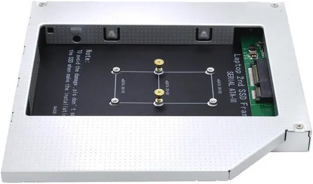 Alt view image 2 of 5 - 12.7mm Caddy MSATA 2nd HDD SSD Hard Drive Disk to SATA 3 Enclosure Adapter For Laptop DVD-ROM Optibay Aluminium Case Box