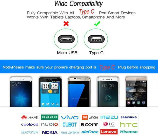 Alt view image 5 of 5 - 30CM/1.2M/2M Usb Type C Charging Cable Usb-C Cabel for  Mi 9 t Lite A3 Redmi Note 8  7t 7 Pro 2 Meter C Type Wire