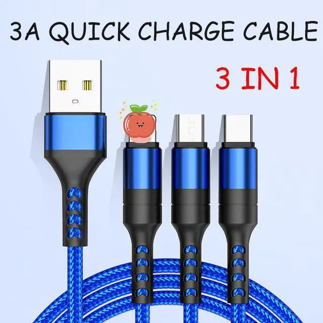 Main image of 3In1 Retractable Micro USB Type C 8pin Multi Charger Cable For P40 plus S10 Mole Phone Cables Charging Cabel Cord