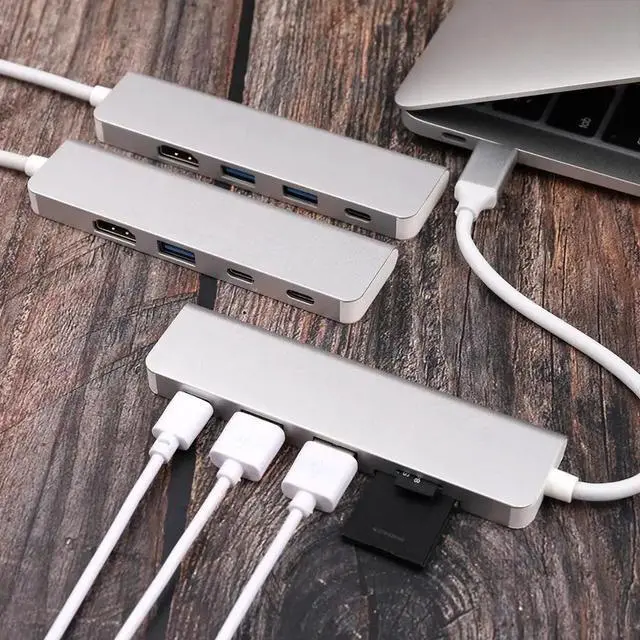 Main image of Hub To 3 USB 3.0 Hub  HDMI /VGA/RJ45 Adapter Thunderbolt 3 USB-C  TF  PD Slot Hub for Macbook Pro Air 13 15 16 2019