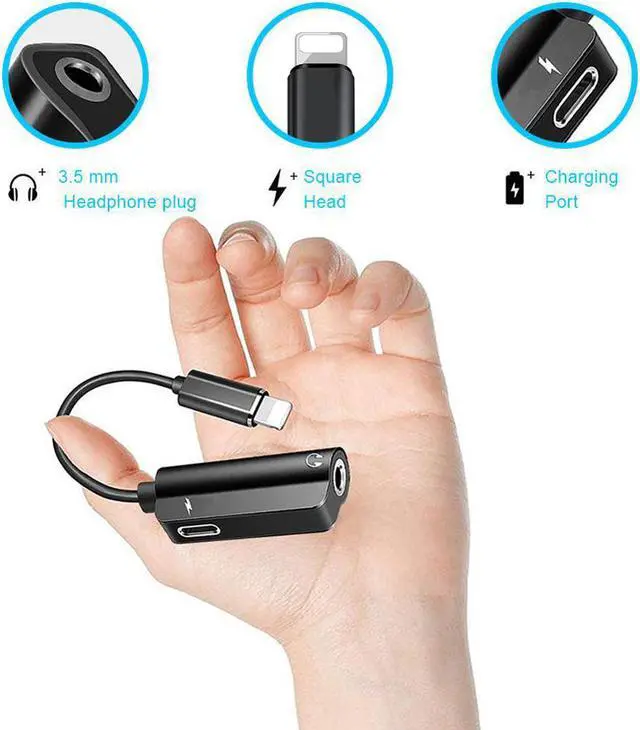 Alt view image 5 of 5 - Headphone Charging Dual Adapter Splitter For iPhone XR XS X 7 8 Plus For 3.5mm Jack to Earphone AUX Cable Connector