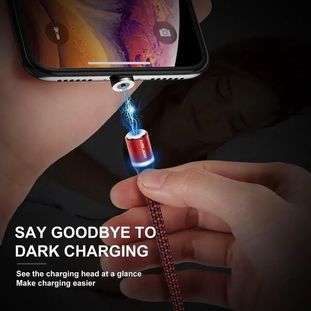 Alt view image 3 of 5 - Magnetic Cable LED Micro USB Type C Cable For  S10 S9 S8  For iPhone XS MAX XR 8 7 6 6S USB-C Magnet Charger