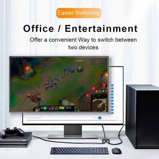 Alt view image 3 of 5 - Switch 4K Audio Video 1x2/2x1 Adapter Splitter Box for Computer PC Gamepad HDTV Switch