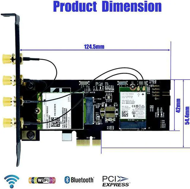 Alt view image 3 of 5 - Wifi Adapter NGFF M.2 Key B and Key A to Ie X1 Network Card with SIM Card Slot 5dBi WiFi Antenna for 3G/4G Module WiFi Card