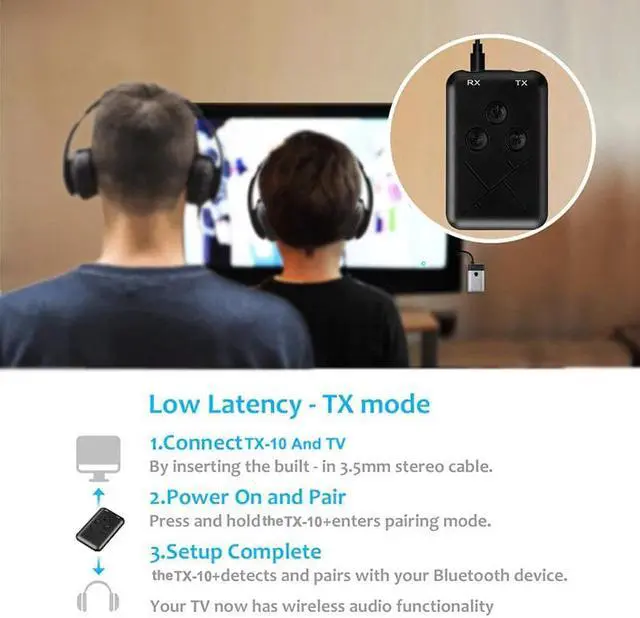 Alt view image 4 of 5 - 2 in 1 Wireless Bluetooth 4.2 Adapter Stereo Audio Transmitter Receiver Music MP3 TX RX Adapter For TV Car Speaker Computer