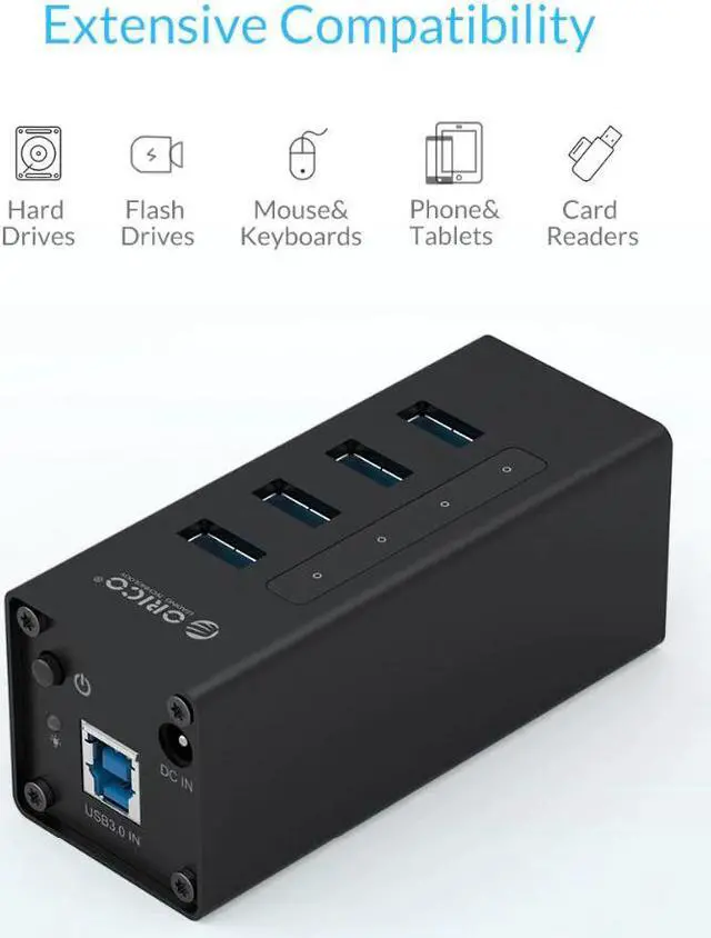 Alt view image 3 of 5 - Hub USB Aluminum USB 4 Port USB 3.0 Hub With 12V Power Supply 5Gbps Laptop Hub For Windows Macbook Computer Accessories