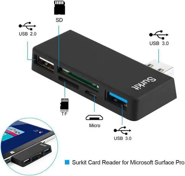 Main image of For Microsoft Surface Pro 3/4 High Speed USB 3.0 Transport USB 2.0 for Mouse r Keyboard with SD(HC) Card Slot TF Card Reader r60
