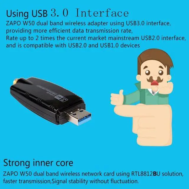 Alt view image 2 of 5 - RTL8812BU Chipset Network Card 2.4G/ 5G WiFi USB 3.0 Lan Adapter Wireless AC 1200Mbps Dongle 5dBi Antenna For Desktop Laptop