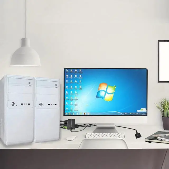 Alt view image 3 of 5 - 4K HDMI KVM Switch 2In 1Out USB HDMI1.4 KVM Switcher Splitter Support Remote Wake-Up for Keyboard Mouse Printer Monitor