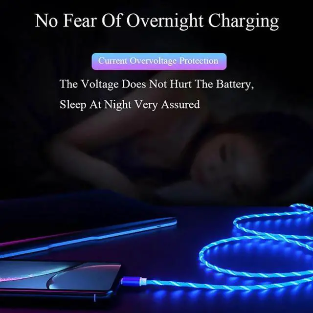 Alt view image 4 of 5 - Glowing Cable Mole Phone Charging Cable LED Micro USB Type C lighting Charge For iPhone 8  Luminous Charger Wire