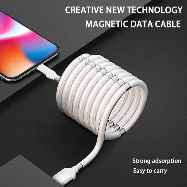 Alt view image 2 of 5 - Magnetic rope automatically retractable cable 3A Fast Charging USB Type C Cable Magnet Charger  Charge Micro USB Cable