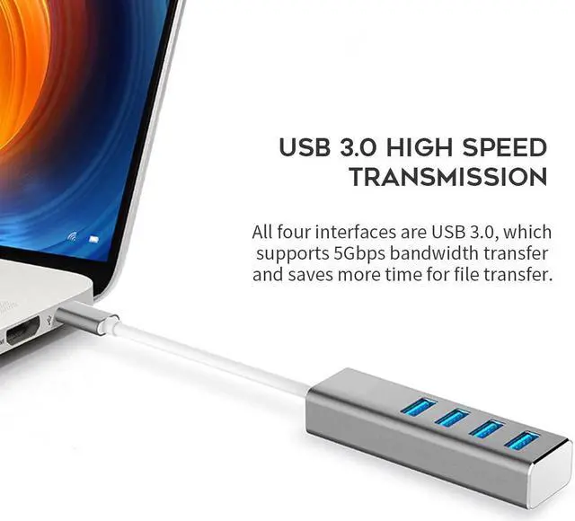 Alt view image 2 of 5 - Type-C HUB USB 3.0*3 HUB with RJ45 Gigat Ethernet LAN Port Converter for MacBook Air/MacBook Pro USB HUB Adapter vs USB 3.0*4