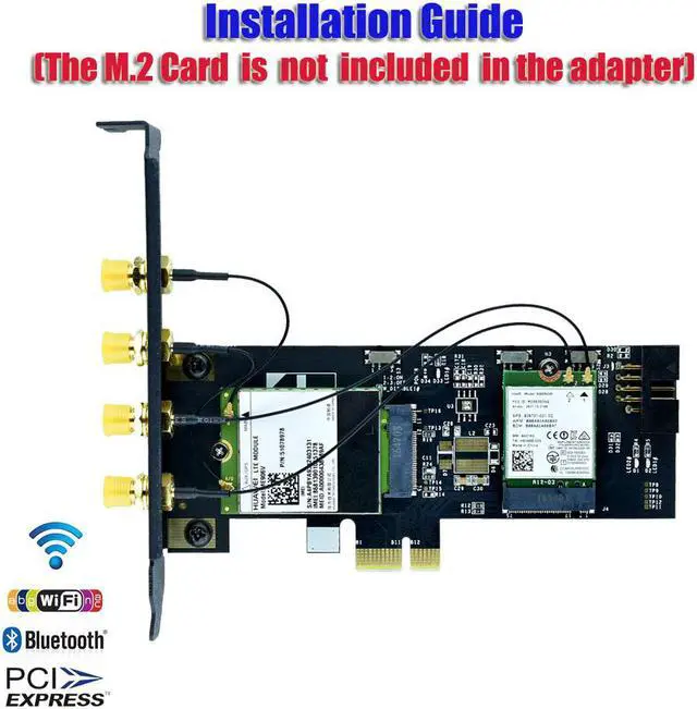 Alt view image 2 of 5 - Wifi Adapter NGFF M.2 Key B and Key A to Ie X1 Network Card with SIM Card Slot 5dBi WiFi Antenna for 3G/4G Module WiFi Card