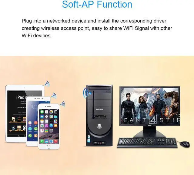 Alt view image 5 of 5 - 150Mbps Mini USB WiFi Adapter Ralink MT7601 Wireless Network Card 2.4G Antenna PC LAN Wi Fi Wi-Fi Receiver 802.11 b/g/n