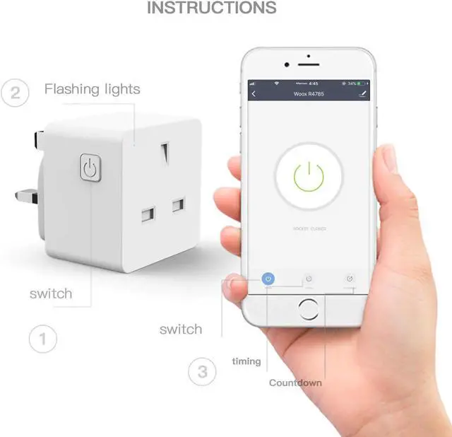 Alt view image 2 of 5 - Smart Power Plug Outlet UK Electric Adapter Socket Voice Wireless Remote Remote Control Timer work with Alexa Google Home