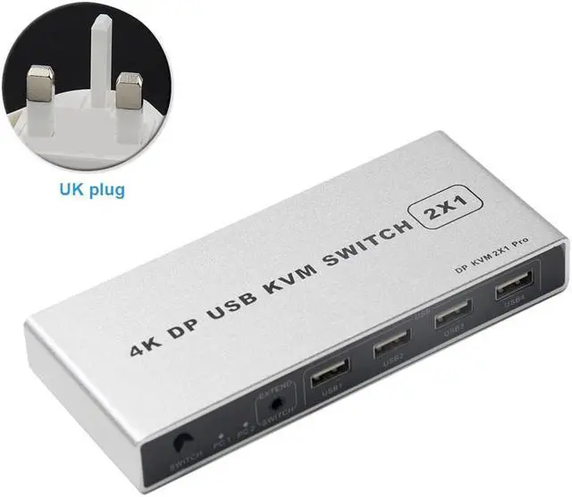 Alt view image 4 of 5 - 4K 60Hz Plug And Play Displayport Mouse Support Computer Controller Monitor VGA Stable KVM Switch 1 Out Dual Port USB Connection