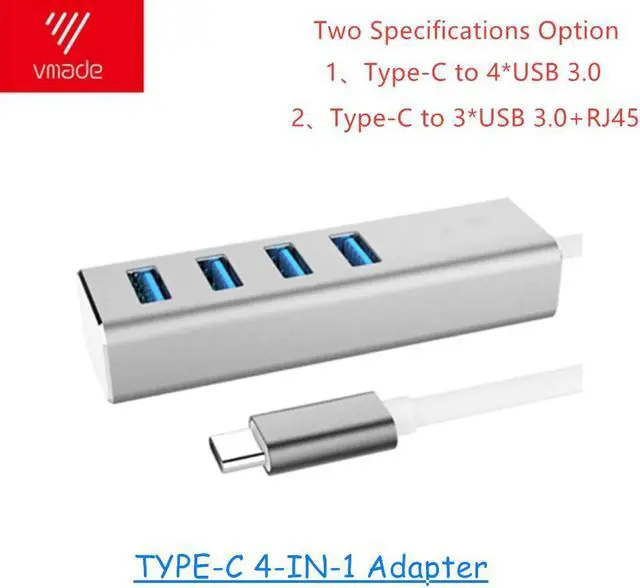 Main image of Type-C HUB USB 3.0*3 HUB with RJ45 Gigat Ethernet LAN Port Converter for MacBook Air/MacBook Pro USB HUB Adapter vs USB 3.0*4