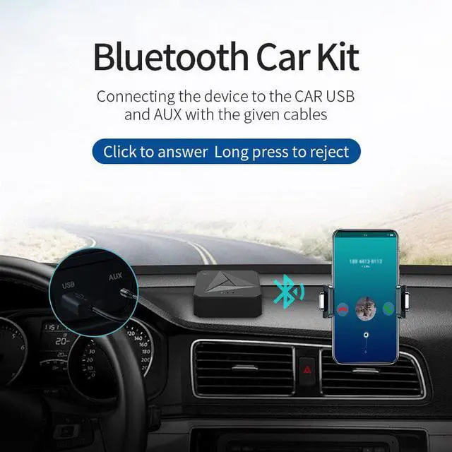 Alt view image 4 of 5 - 5.0 Receiver Transmitter 3.5mm AUX Jack Music Wireless Audio Adapter Handsfree Call & Mic NFC Car Kit For TV Auto ON