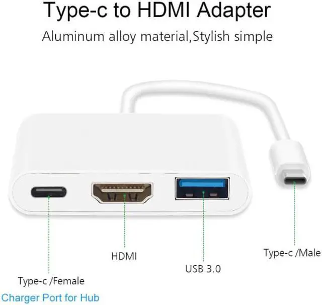 Alt view image 2 of 5 - Type C To Type C USB 3.1 Hub USB-C To USB 3.0/ / Type C Female Charger Adapter, For New Macbook Dell XPS 13