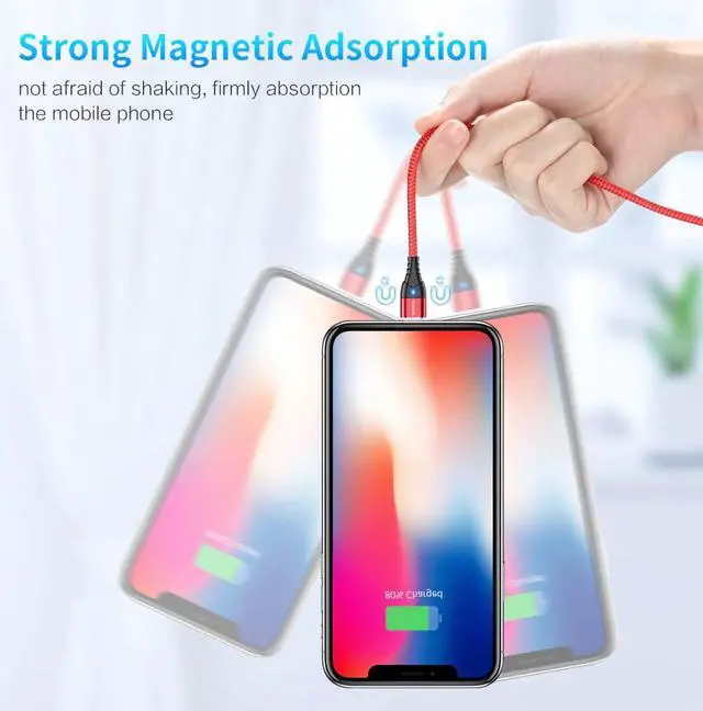 Alt view image 2 of 5 - Magnetic Cable Micro USB Type C For iPhone Lighting Cable 1M 3A Fast Charging Wire Type-C Magnet Charger Phone Cable