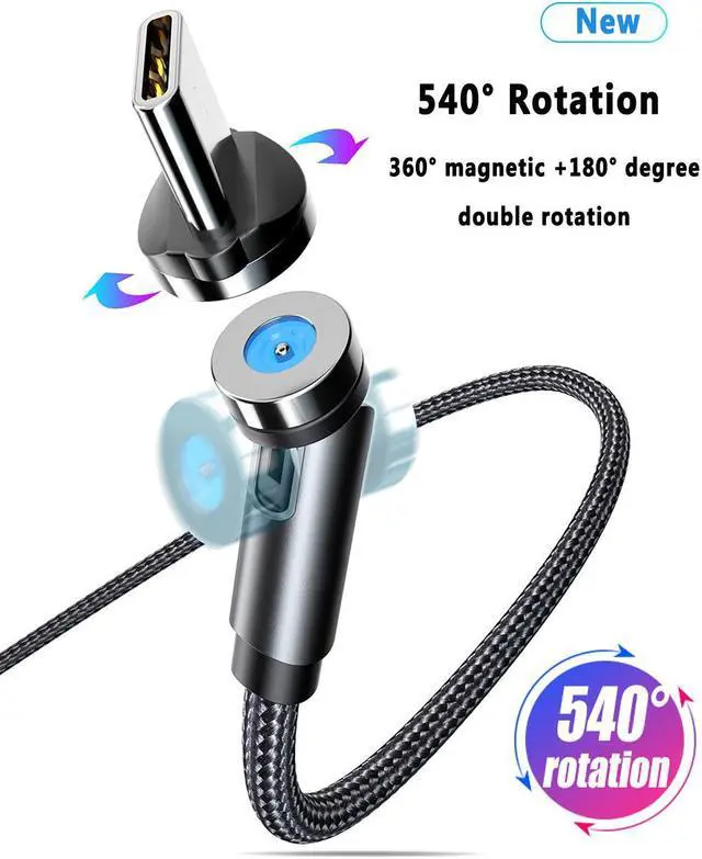 Alt view image 3 of 5 - Micro Usb Type C Magnetic Charging Cable 540 Rotation Magnetische Kabel For  Nord  Note 20 S20 Usb C  Cabel 2m
