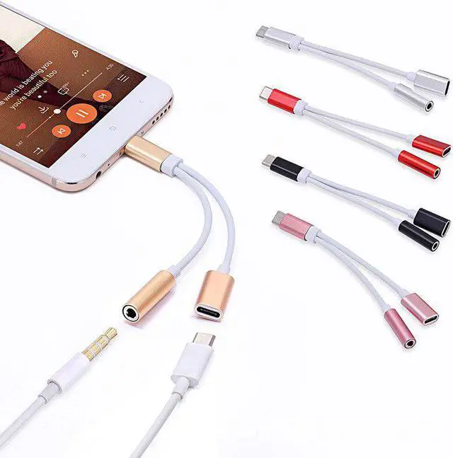 Main image of 2020 Newst 2 In 1 Type C To 3.5 Mm Charger Headphone AUX Audio Jack USB C Cable Adapter Dropshipping