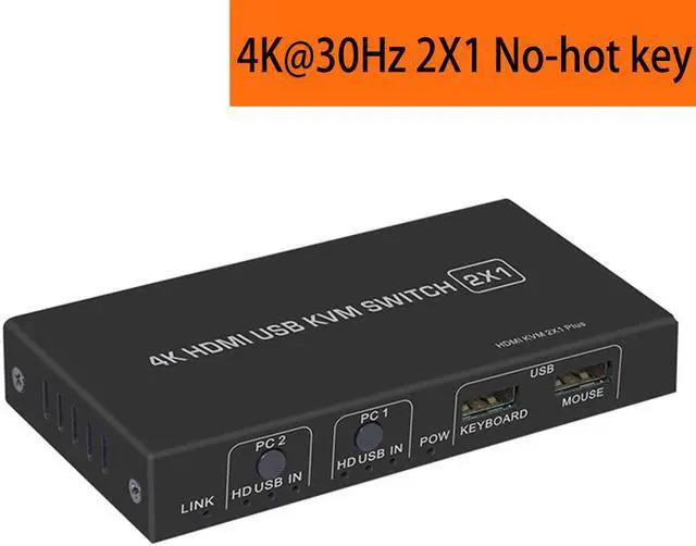 Alt view image 4 of 5 - 4 port HDMI KVM Switch 2 port USB HDMI KVM Switch Switcher for 2 PC laptop sharing 1 HDMI monitor&UBS mouse keyboard