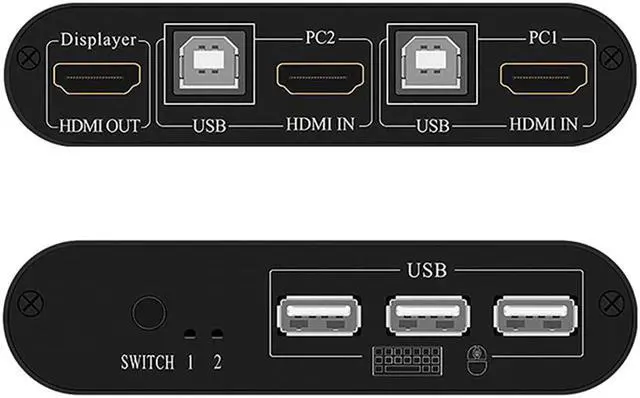 Alt view image 4 of 5 - Laptop Meeting Aluminum Alloy 2 In 1 Out Stable Fast Speed Universal KVM Switch Dual USB Plug And Play Sharing