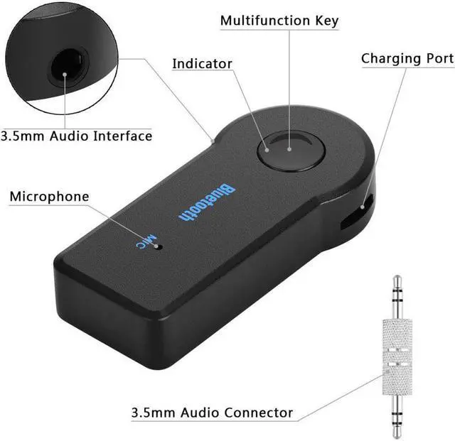 Alt view image 3 of 5 - Bluetooth Transmitter Receiver Portable 3.5mm AUX Audio Wireless Adapter for Car TV PC Bluetooth Receiver Kit