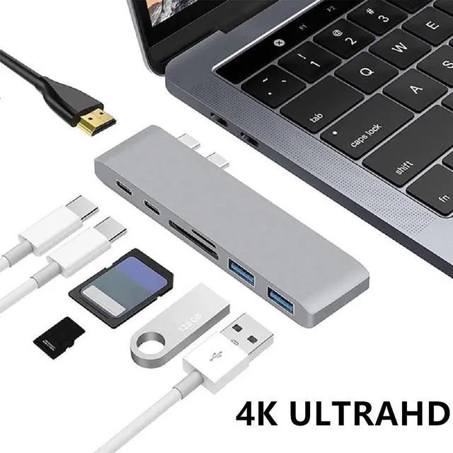 Main image of 7-in-2 USB C HUB Type C to Multi USB 3.0 HUB 4K Adapter Dock for MacBook Pro/Air TF SD Reader USB-C 3.0 Splitter Type C HUB