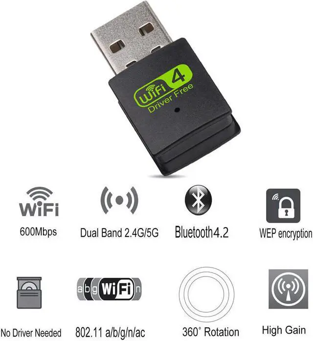 Alt view image 3 of 5 - WiFi Bluetooth Adapter Dual Band Wireless External Receiver Dongle for PC Laptop NC99