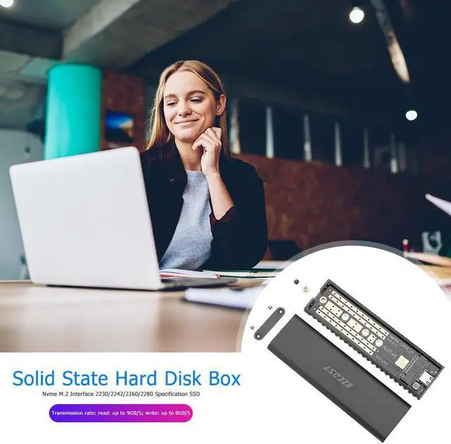 Alt view image 3 of 5 - Hard Disk Box M2 SSD Case NVME PCIe Enclosure M.2 to USB Type C 3.1 GEN2 M Key Adapter support for Windows /for Mac OS