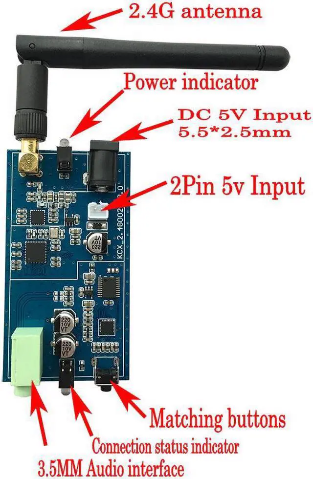 Alt view image 2 of 2 - 2.4G ISM HIFI two-way Wireless Stereo Audio Transmitter Receiver 16Bit 44KSPS 5Mbps long distance Transmission Adapter