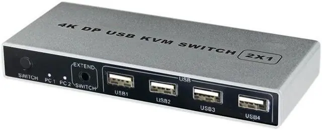 Main image of KVM Switch 4K/60Hz , Dual-Port DP 1.2 KVM Switcher 2 in 4 Out for Sharing Printer Keyboard Mouse (EU Plug)